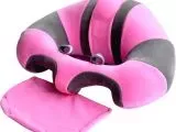 Pembe Gri Çizgili Bebek Oturtma Destek Minderi