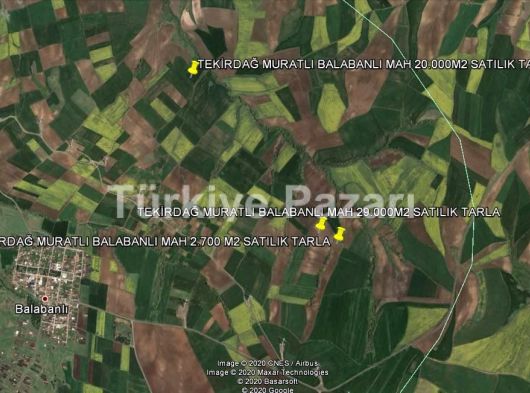 TEKİRDAĞ MURATLI BALABANLI MAH SATILIK TARLA 3 PARÇA 51.700M2