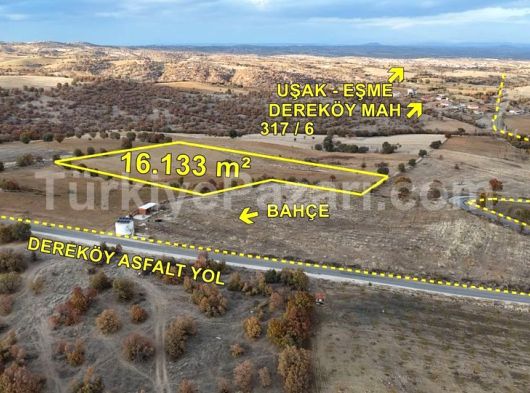 UŞAK / EŞME / DEREKÖY MAHALLESİNDE 16.133 m² MÜSTAKİL TAPULU TARLA