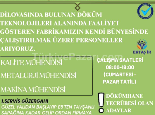 Saha temizliği personeli aranmaktadir