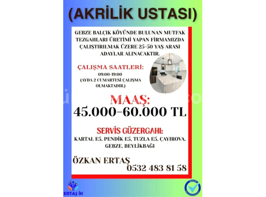 Akrilik Ustası Aranıyor