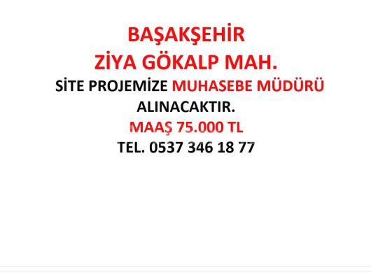 Muhasebe Müdürü Aranmaktadır