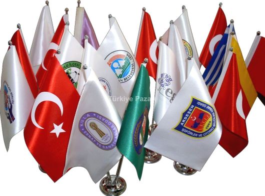 MASA BAYRAĞI İKİLİ AYAKLI FİRMA REKLAM BASKILI