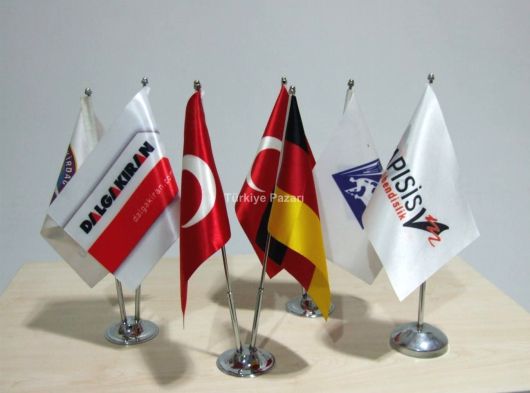 MASA BAYRAĞI İKİLİ AYAKLI FİRMA REKLAM BASKILI