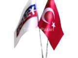 MASA BAYRAĞI İKİLİ AYAKLI FİRMA REKLAM BASKILI