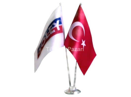 MASA BAYRAĞI İKİLİ AYAKLI FİRMA REKLAM BASKILI