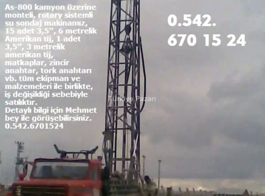 As-800 kamyon üzerine monteli rotary sistemli satılık su sondaj makinası