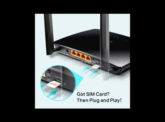 TP-LINK TL-MR150, 4Port, 300Mbps, 2,4Ghz WiFi, Masaüstü, LTE Micro Sim Kart Takılabilir 3G-4G Destekli Router