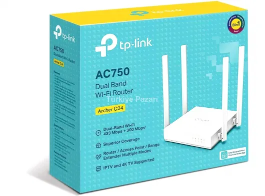 TP-LINK ARCHER C24 AC750 KABLOSUZ DUAL BAND ROUTER