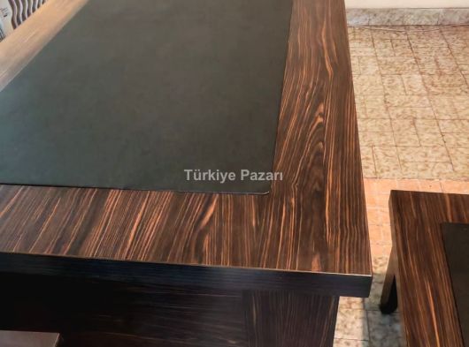 AHŞAP OFİS TAKIMI DERİ SÜMEN DETAYLI