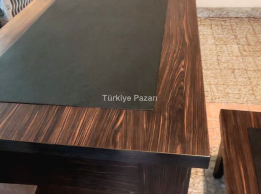 AHŞAP OFİS TAKIMI DERİ SÜMEN DETAYLI