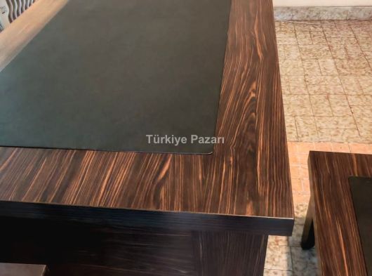 AHŞAP OFİS TAKIMI DERİ SÜMEN DETAYLI