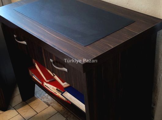 AHŞAP OFİS TAKIMI DERİ SÜMEN DETAYLI