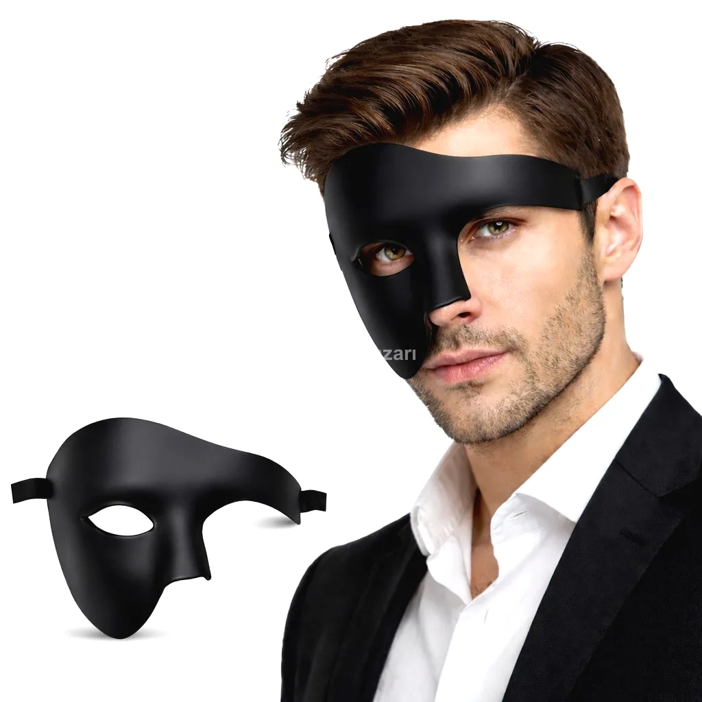 Siyah Yarım Erkek Maske – Phantom Parti & B Maskesi