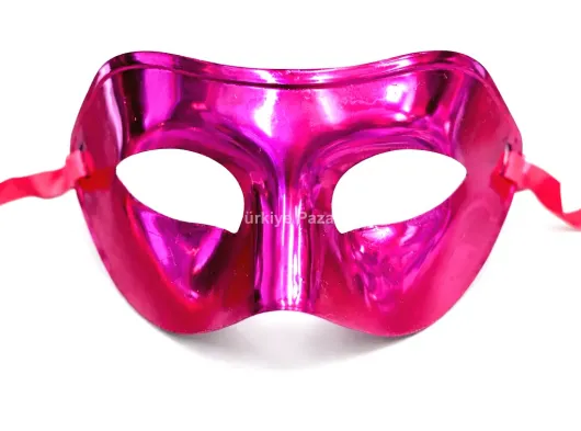 Metalize Parlak Parti Maskesi Pembe Renk 16x7 cm
