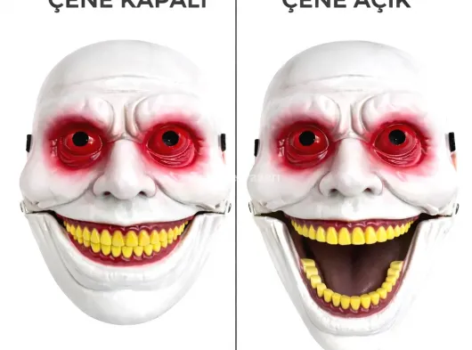 Hareketli Çene Mekanizmalı Korku Maskesi Kırmızı