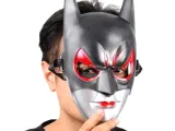 Kırmızı Gözlü Siyah Batman Maske - Lastikli Batgirl Maskesi 28x17 cm