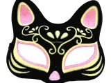 Siyah Renk Süet Kaplama Üzeri Pembe Sarı Simli Kedi Maskesi 17x14 cm