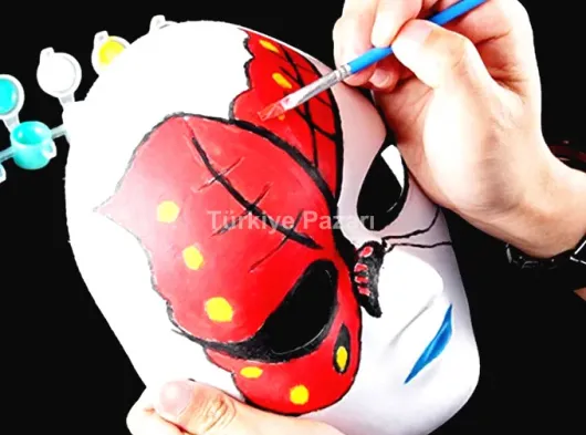 Beyaz Renk Boyanabilir Anonim Tam Yüz Cosplay Maske 24x18 cm
