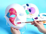 Beyaz Renk Boyanabilir Anonim Tam Yüz Cosplay Maske 24x18 cm