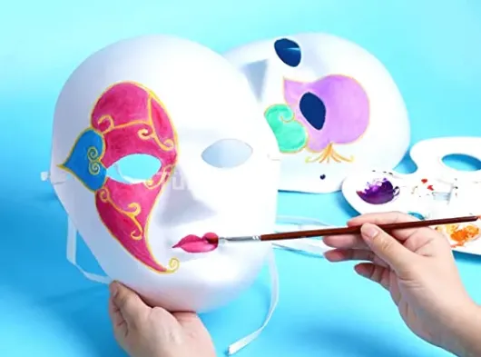 Beyaz Renk Boyanabilir Anonim Tam Yüz Cosplay Maske 24x18 cm