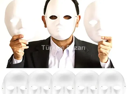Beyaz Renk Boyanabilir Anonim Tam Yüz Cosplay Maske 24x18 cm