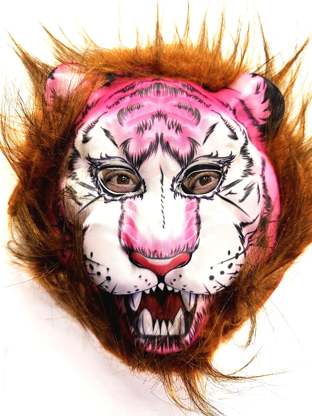 Kahverengi Pembe Yüz Kurt Maske Kaplan Maske Mega Peluş 26 No