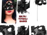 Siyah Işıltılı Tutmalı Fotoğraf Çekimi Maskesi 18x29 cm