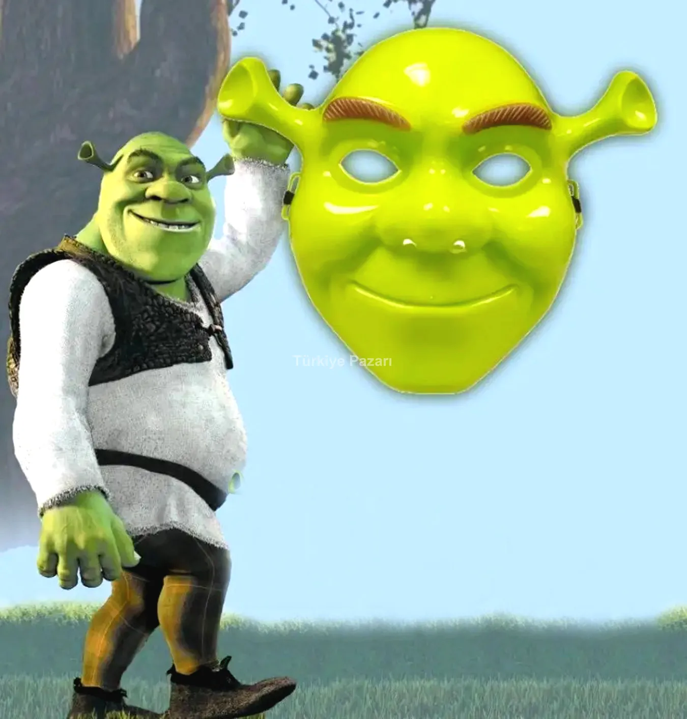 Yeşil Shrek Maskesi 21x25 cm