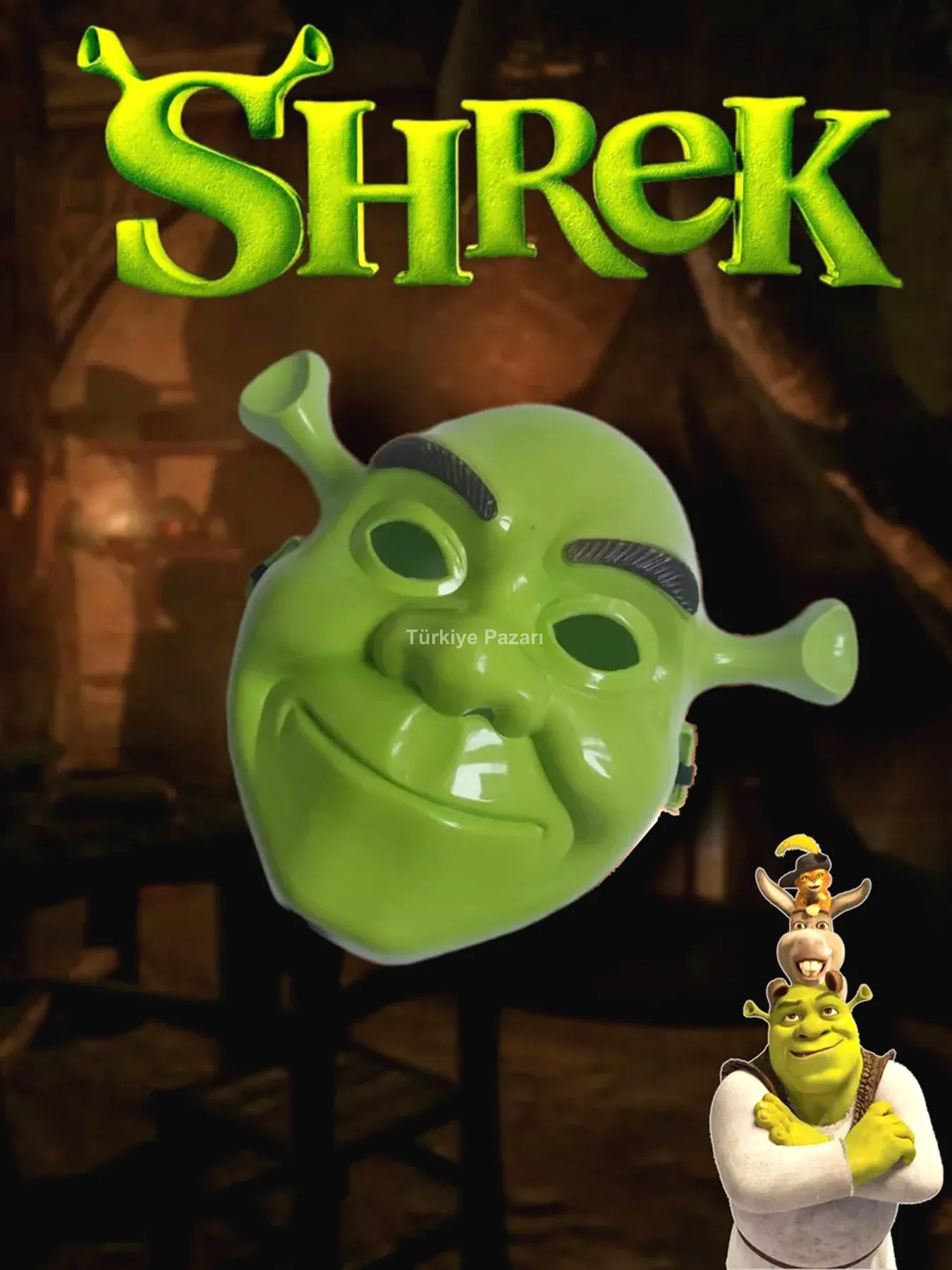 Yeşil Shrek Maskesi 21x25 cm