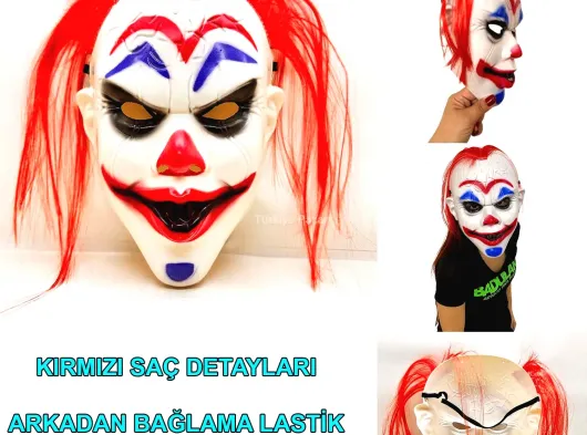 Kızıl lı Joker Palyaço Maskesi