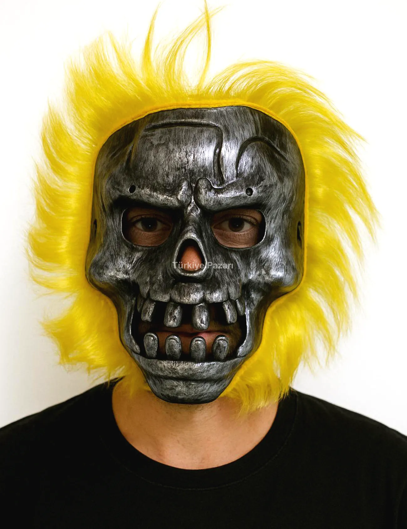 Wild Skull - Metal Kafatası Sarı lı İskelet Maske