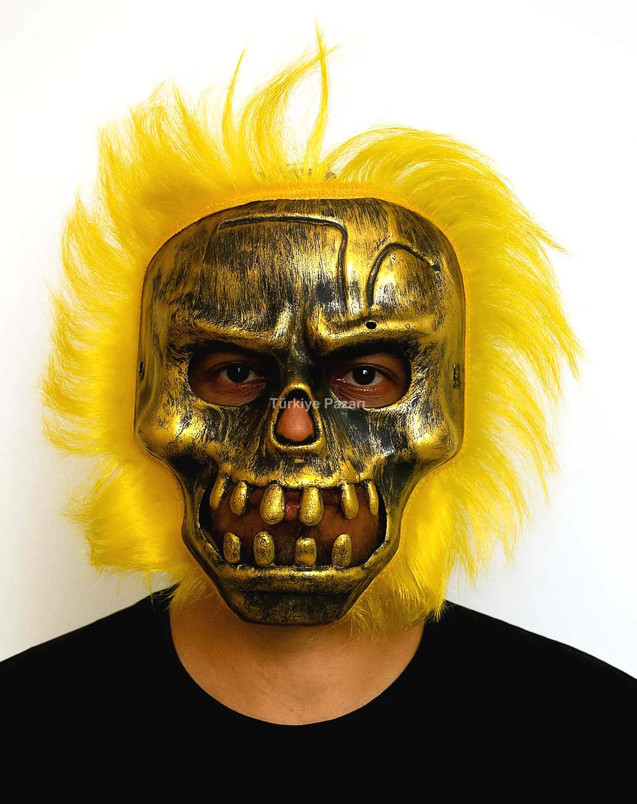 Wild Skull - Bakır Kafatası Sarı lı İskelet Maske