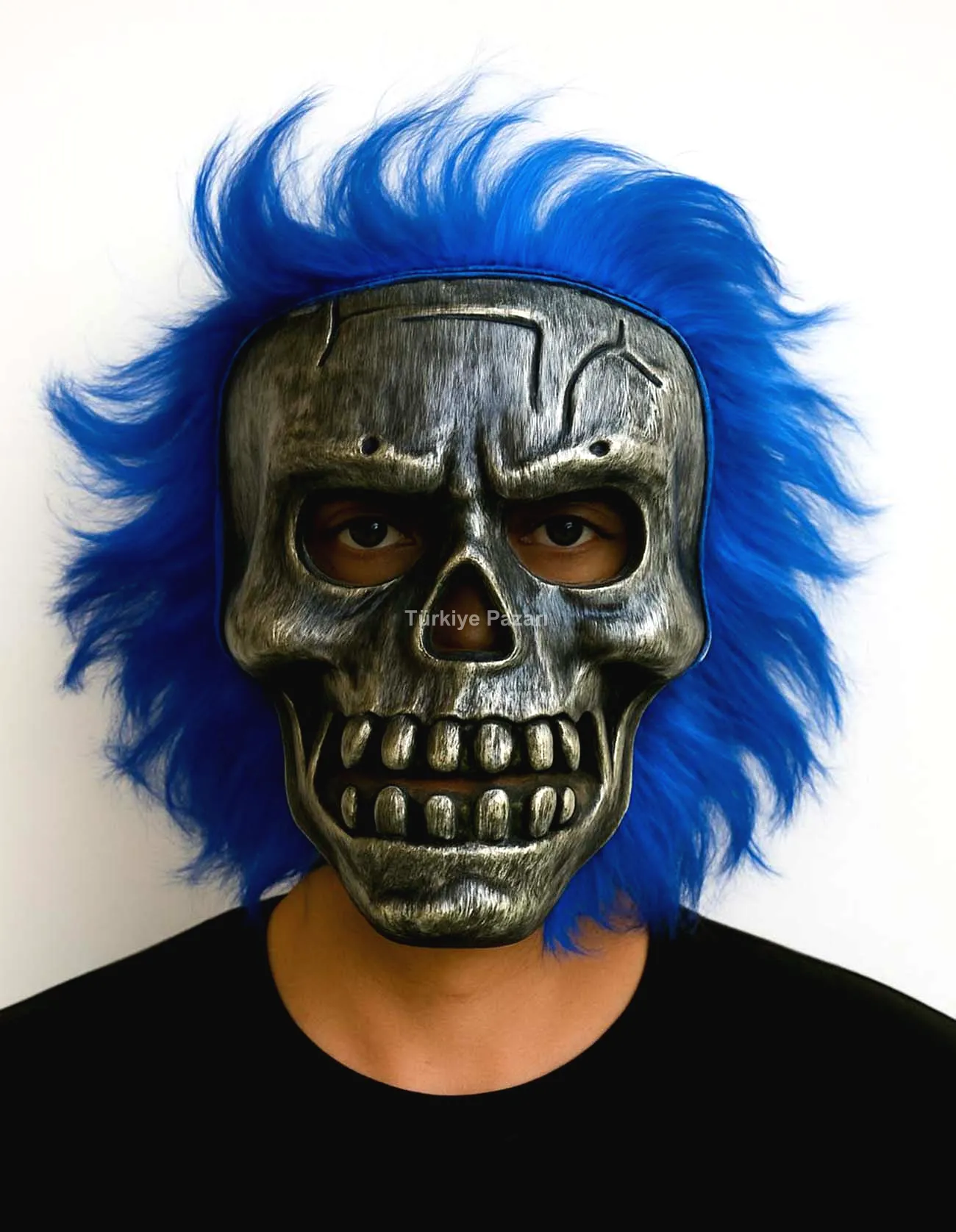 Wild Skull - Gümüş Kafatası Mavi lı İskelet Maske