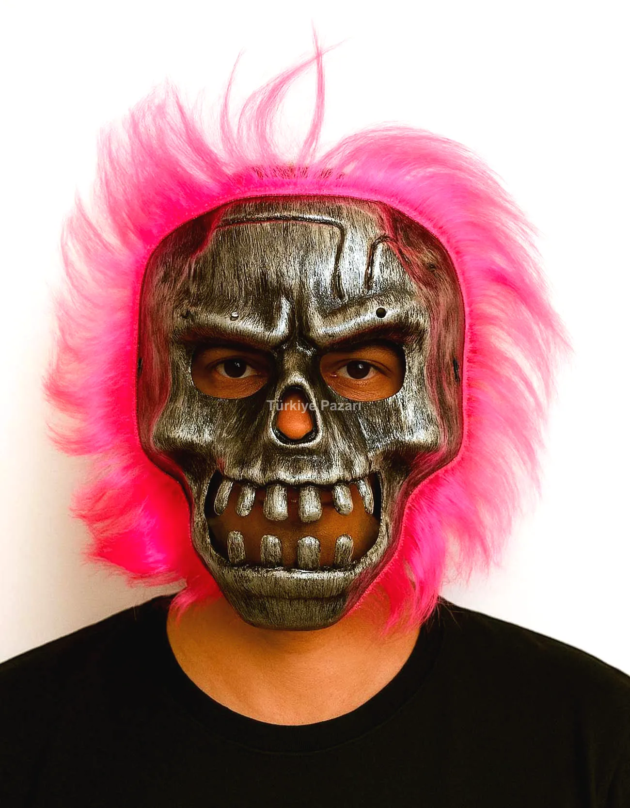 Wild Skull - Gümüş Kafatası Pembe lı İskelet Maske
