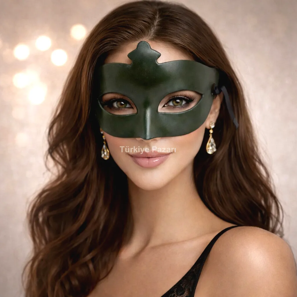 Haki Yeşil Masquerade Maskesi