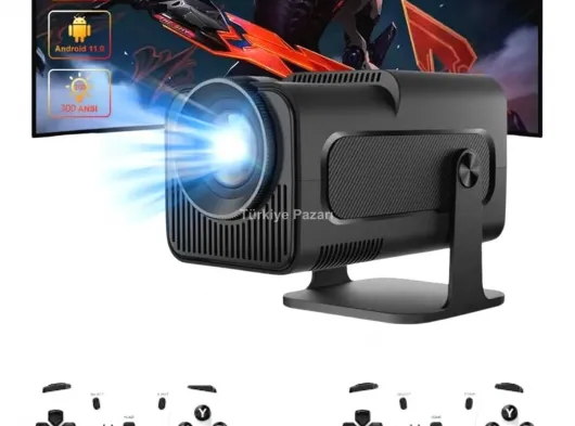 Çift Kollu Game Box Projeksiyon Cihazı Kumandalı Android Tv Dahili Hoparlör Yeni Nesil
