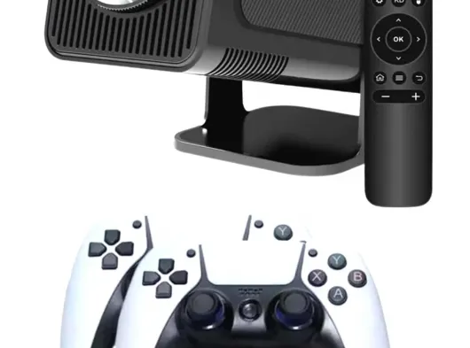 Çift Kollu Game Box Projeksiyon Cihazı Kumandalı Android Tv Dahili Hoparlör Yeni Nesil
