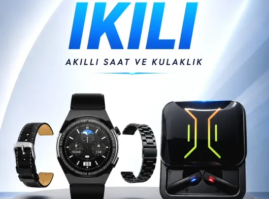 Dijital Göstergeli Bluetooth Kulaklık ve Bildirim Görebilen Akıllı Saat Alarm ve Titreşim