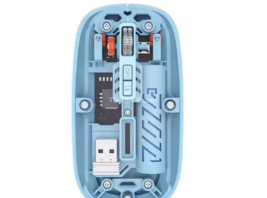 800 1600 DPI Ayarlanabilir Mavi Kablosuz Mouse Pilli