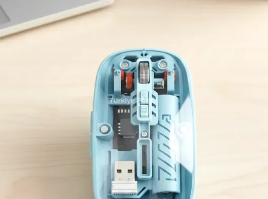 Bluetooth 5.2 ve 2.4G USB Kablosuz Mouse Pilli Mavi Tasarım
