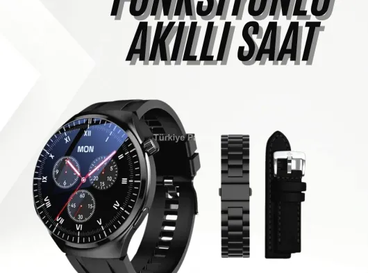 Amoled Ekran Metal Deri Silikon Kordonlu Uyku ve Sağlık Takibi