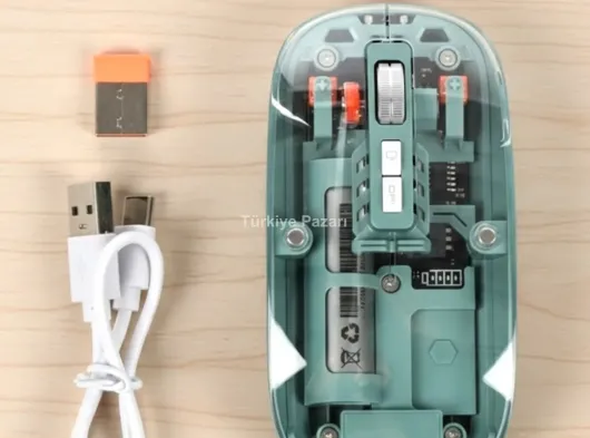 Şeffaf Tasarımlı Bluetooth Kablosuz Mouse Pilli Kullanım