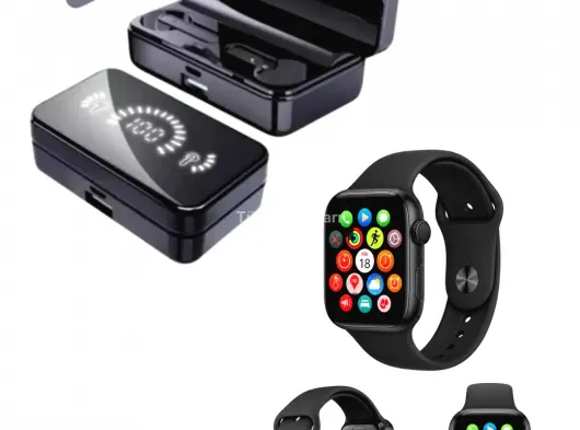 Akıllı Saat ve Bluetooth Kulaklık Seti AMOLED Ekran Uzun Batarya ve Kablosuz Kullanım