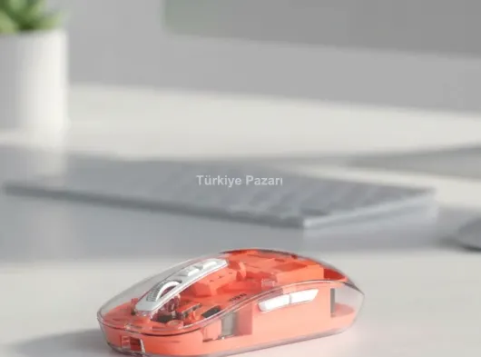 Sessiz Tıklamalı Şeffaf Mouse Bluetooth ve USB Uyumlu