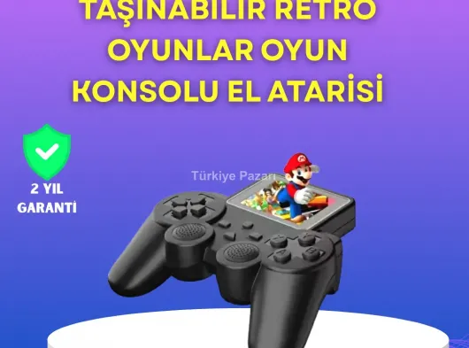 2.4 İnç Ekranlı 500 Oyunlu Taşınabilir Retro Oyun Konsolu, Şarjlı El Tipi Mini