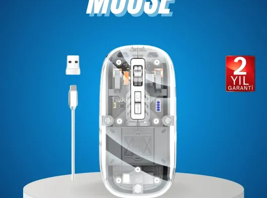 Sessiz Tıklama Çift Modlu Bluetooth Ve Alıcı Şeffaf Mouse Fare