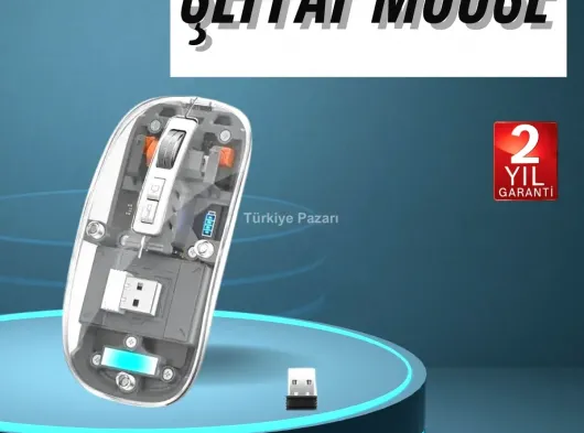 Kablosuz Mouse Fare Şarjlı Bluetooth Wireless Çift Modlu Sessiz