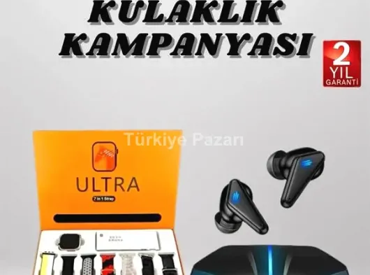 7 Kordonlu Akıllı Saat Ve Oyuncu Kulaklığı ANC Özelliği Kulak İçi Mikrofonlu Sesli Görüşme