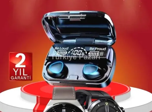 İkili Set Akıllı Saat Ve Bluetooth Kulaklık Kablosuz Uzun Pil Ömrü Spor Modları